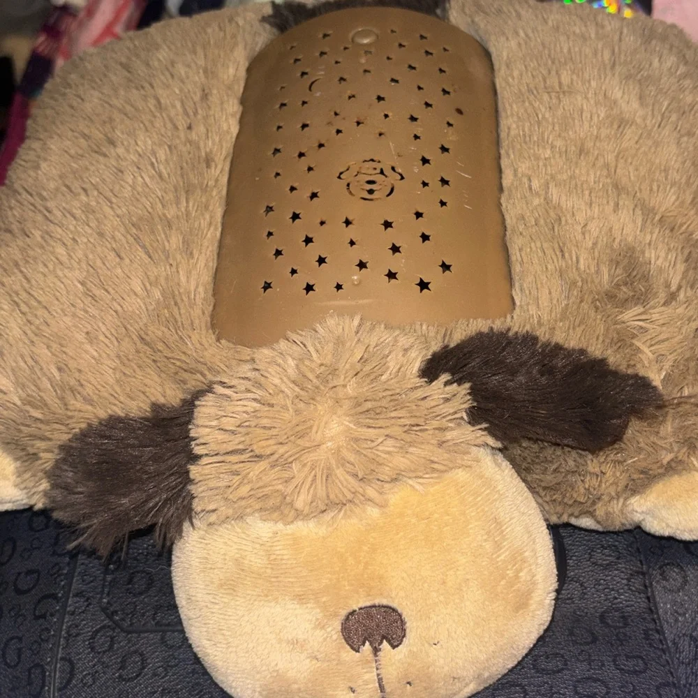 Vtg Plush Tan Dog Night Light projection Soothing Pillow